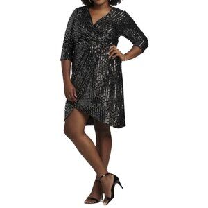 Lane Bryant Velvet Sequins Cocktail Special Occasion Faux Wrap Dress Sz 26 - NWT